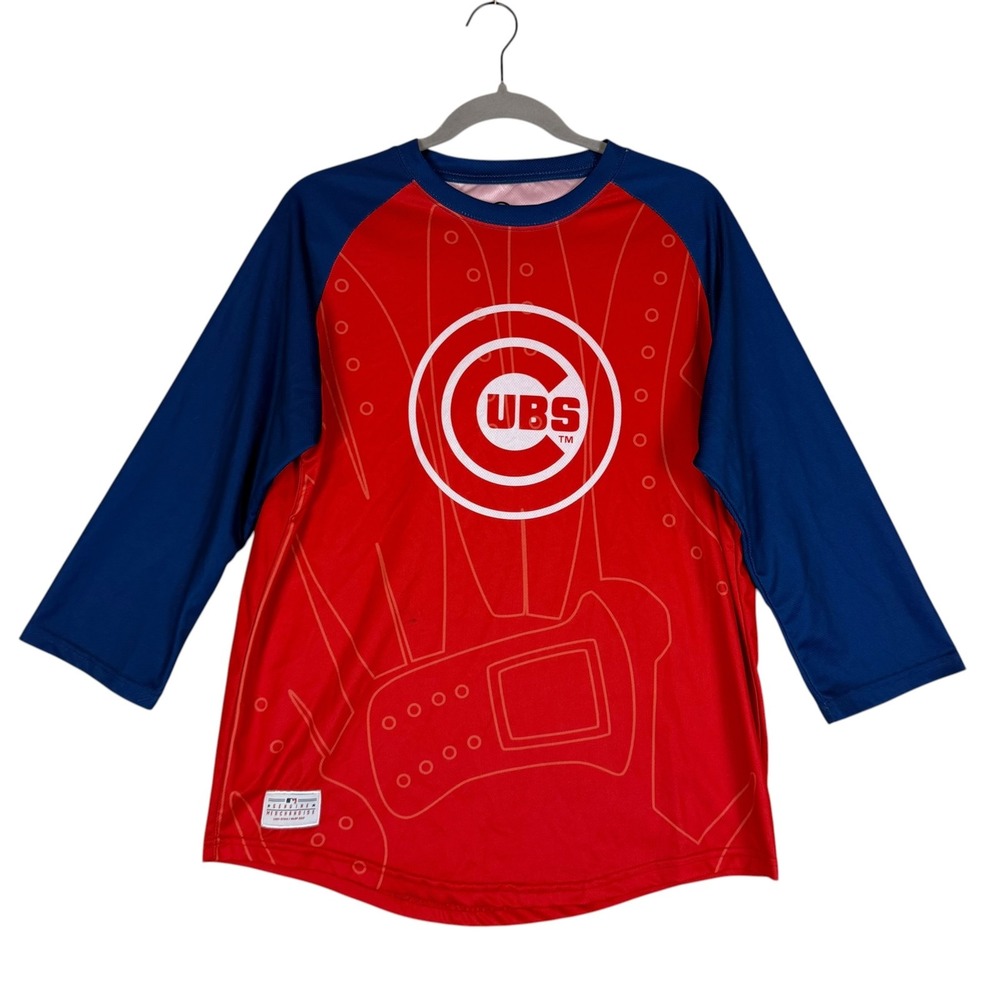 Chicago Cubs Shirt Mens Medium Red MLB Baseball SportsCrate 3/4 Sleeve Raglan